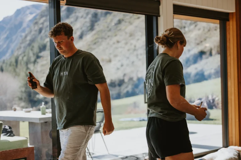Michael and Tiarna preparing a session