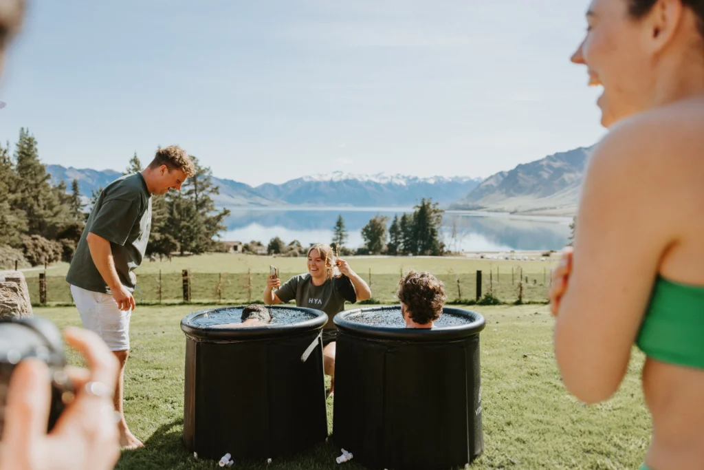 Ice baths overlooking Lake Hawea